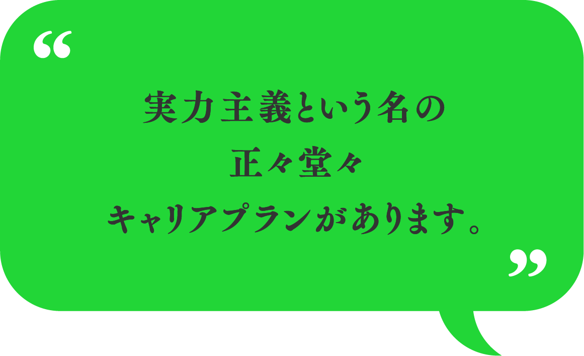 実力主義という名の正々堂々キャリアプランがあります。