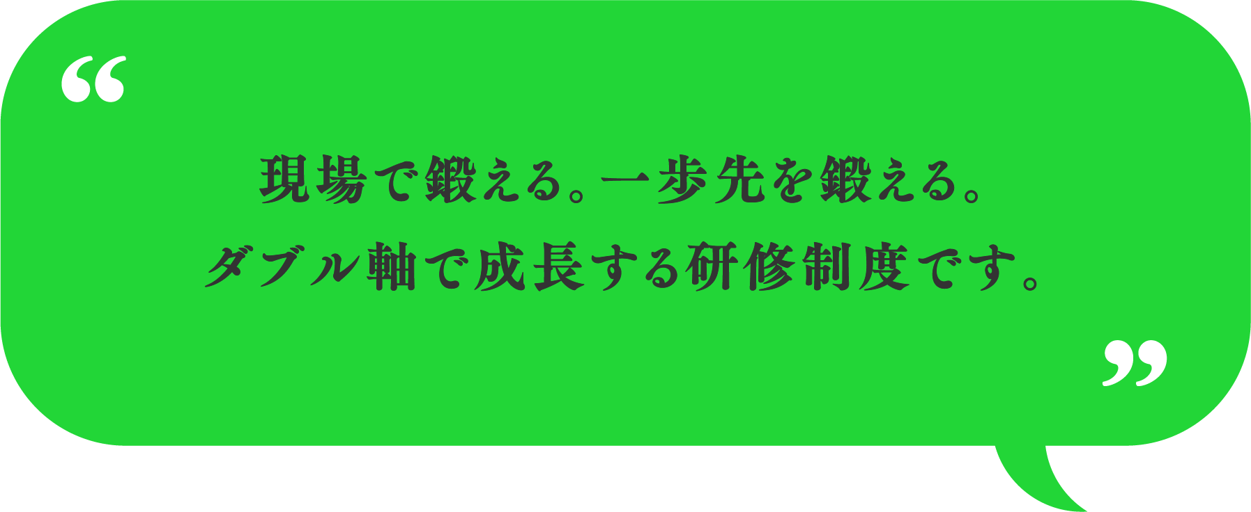 現場で鍛える。一歩先を鍛える。ダブル軸で成長する研修制度です。